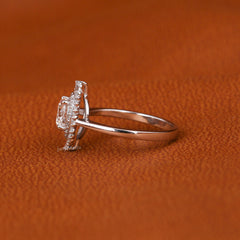 Round Cut Lab Grown Diamond Double Halo Engagement Ring