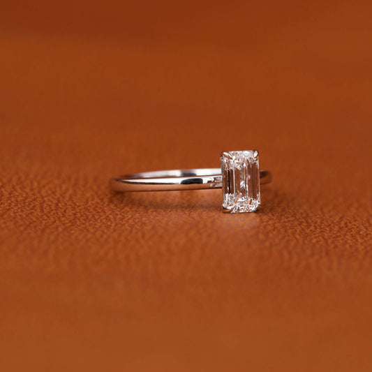 Emerald Cut Lab Grown Diamond Solitaire Engagement Ring