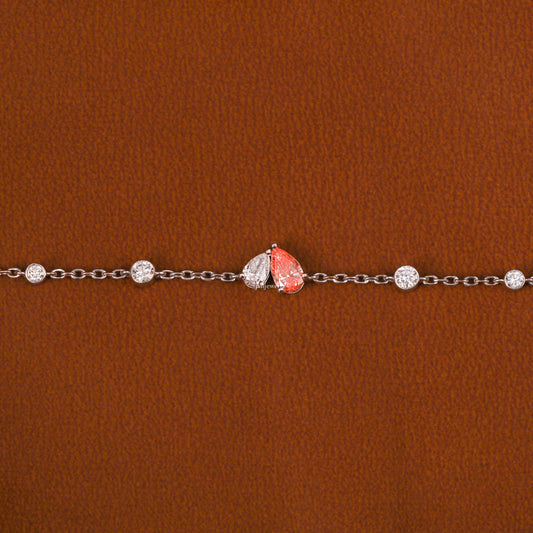 Yellow & White Pear Cut Lab Grown Diamond Two Stone Bracelet