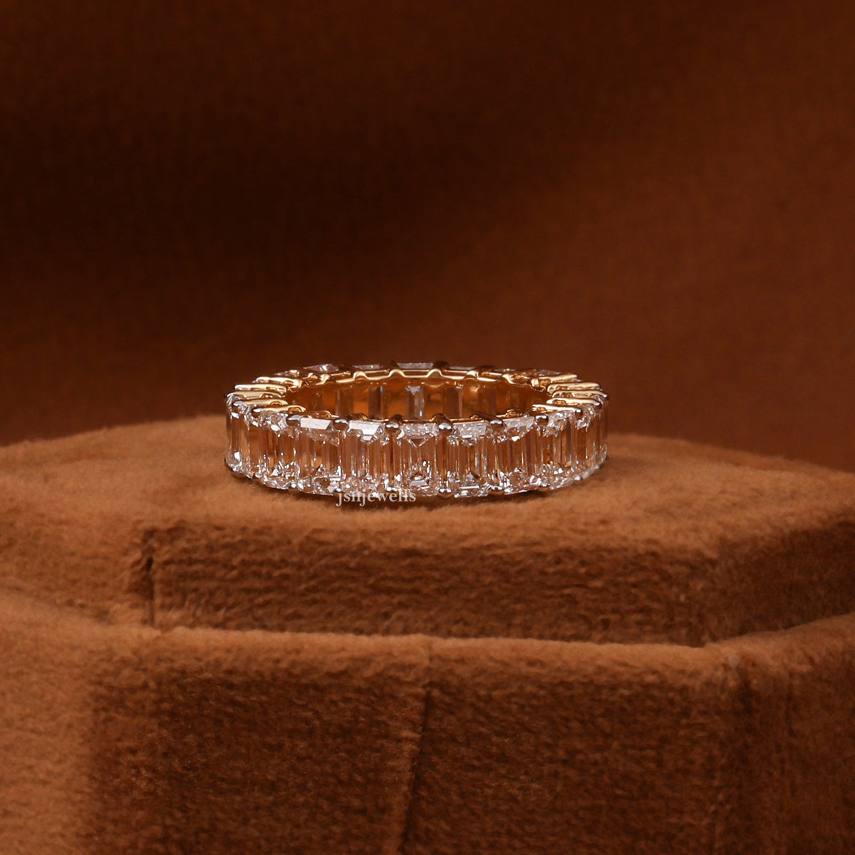 Emerald Cut Lab Grown Diamond Full Eternity Wedding Band