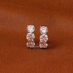 Round Cut Lab Grown Diamond Huggie Hoop Earrings
