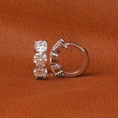 Round Cut Lab Grown Diamond Huggie Hoop Earrings