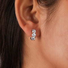 Round Cut Lab Grown Diamond Huggie Hoop Earrings