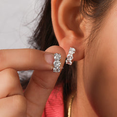 Round Cut Lab Grown Diamond Huggie Hoop Earrings